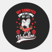 Samoyed Valentines Day Samoyed 1 ラウンドシール (正面)