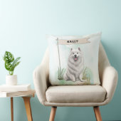 Samoyed Watercolor Personalized Dog クッション (椅子)