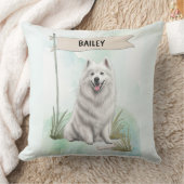 Samoyed Watercolor Personalized Dog クッション (ブランケット)