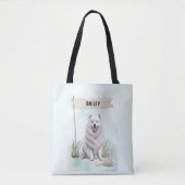 Samoyed Watercolor Personalized Dog トートバッグ (正面)
