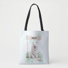 Samoyed Watercolor Personalized Dog トートバッグ