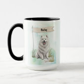 Samoyed Watercolor Personalized Dog マグカップ (左)