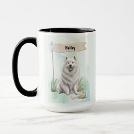 Samoyed Watercolor Personalized Dog マグカップ