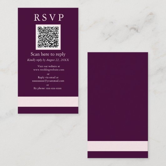 Sample 王室の Crimson結婚のQR RSVP エンクロージャーカード (正面/裏面)