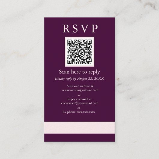 Sample 王室の Crimson結婚のQR RSVP エンクロージャーカード (正面)