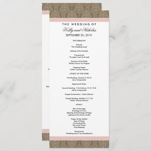 SAMPLE 結婚式プログラム(テンプレートテキストのみ) プログラム (正面/裏面)