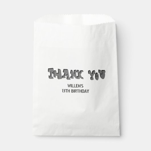 Sample Boy 13th Birthday Party Thank You フェイバーバッグ (正面)