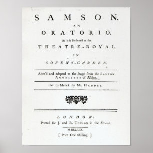 Samsonのための楽譜のカバー ポスター