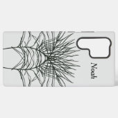 Samsung S22ウルトラケースライトグレーリーフライン Samsung Galaxyケース (裏面横)