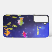 Samsung S22*ケース深いブルーと魚 Galaxyケース (裏面横)