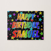 「SAMUEL」名、おもしろい「ハッピーバースデー」 ジグソーパズル (横)