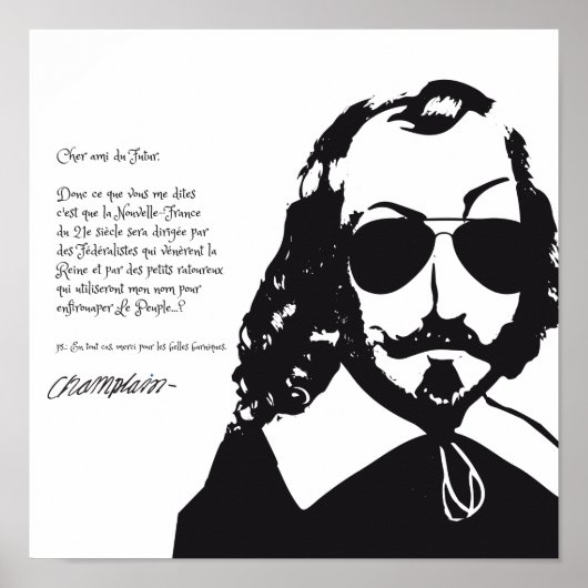 Samuel Champlain Hipster texte du future+lunettes ポスター (正面)
