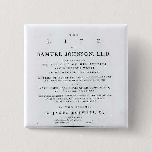 「Samuel Johnsonの生命からのとびら、 缶バッジ (正面)