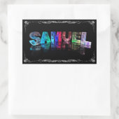 Samuel - The Name Samuel in 3D Lights (Photograph) 長方形シール (バッグ)