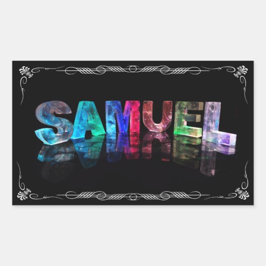 Samuel - The Name Samuel in 3D Lights (Photograph) 長方形シール (正面)