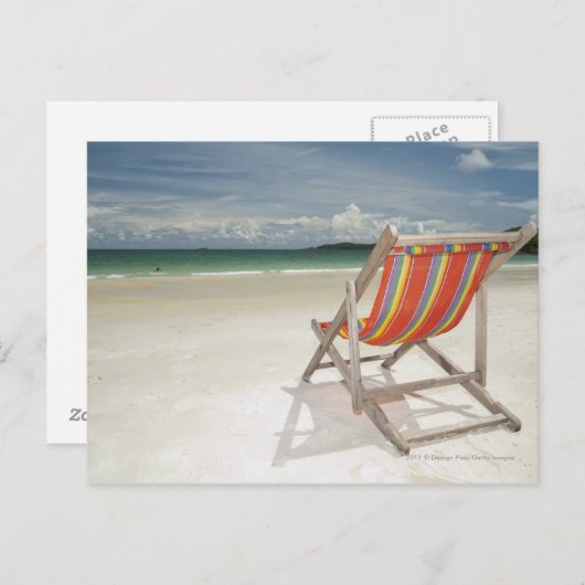 Samuiのビーチの白い砂のデッキチェア ポストカード (正面/裏面)