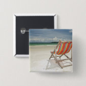 Samuiのビーチの白い砂のデッキチェア 缶バッジ (正面&裏面)