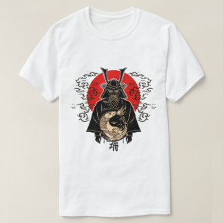  Samurai and Rising Sun – Japanese Art T-Shirt Tシャツ