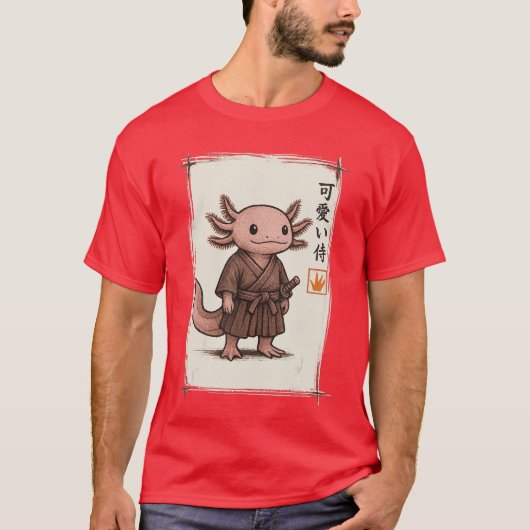 Samurai Aolotl Japanese Art Anime Funny Gifts Men  Tシャツ (正面)
