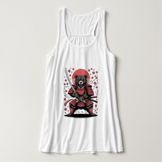 Samurai Bear Canvas Flowy Racerback Tank Top タンクトップ (デザイン正面)