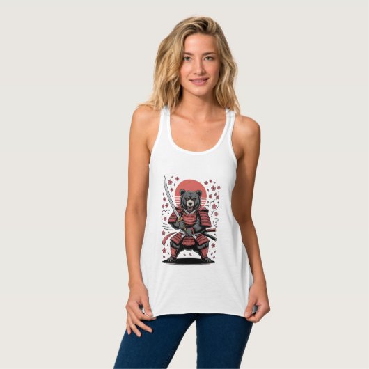 Samurai Bear Canvas Flowy Racerback Tank Top タンクトップ (正面フル)