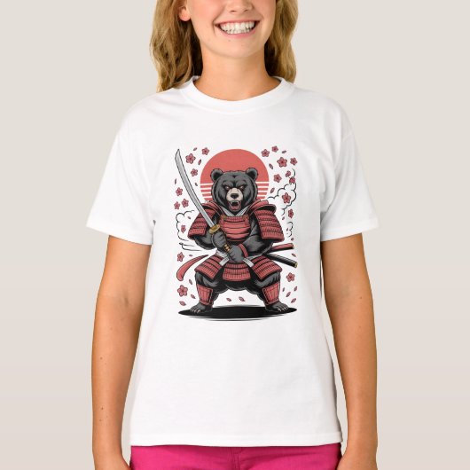 Samurai Bear  Kids Basic T-Shirt Tシャツ (正面)