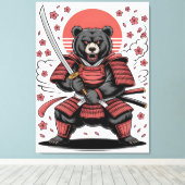 Samurai Bear Stretched Canvas Print キャンバスプリント (インサイチュ (ウッドフロア))