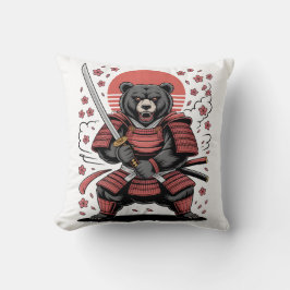 Samurai Bear Throw Pillow 16" x 16" クッション