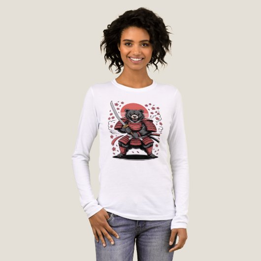 Samurai Bear Tri-blend Long Sleeve Shirt トライブレンドTシャツ (正面全体)