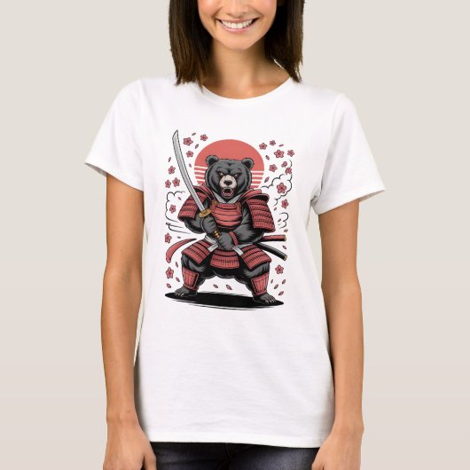 Samurai Bear  Womens Basic T-Shirt Tシャツ (正面)