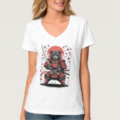 Samurai Bear  Womens V-Neck T-Shirt Tシャツ (正面)