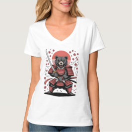 Samurai Bear  Womens V-Neck T-Shirt Tシャツ