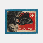 Samurai Bigfoot Graphic Tee Japanese Vintage  フリースブランケット (正面(横))
