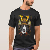 Samurai Border Collie Pet Dog  Japanese Warrior Bu Tシャツ (正面)
