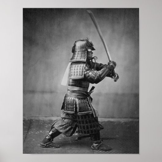 Samurai Brandishing His Sword - Japanese History ポスター (正面)