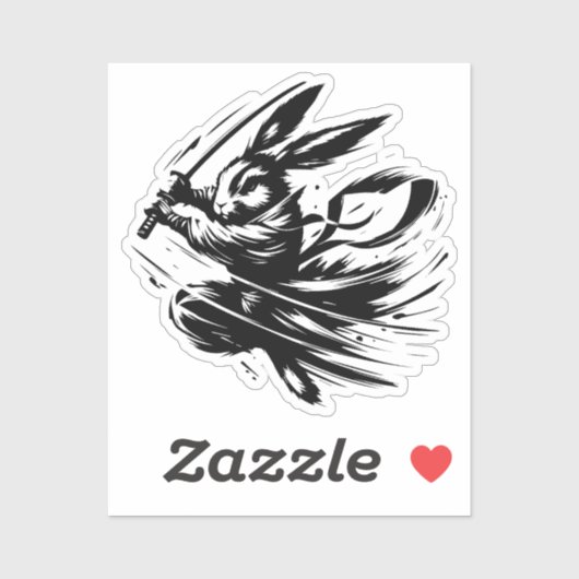 Samurai Bunny Black Ink Warrior Rabbit シール (シート)