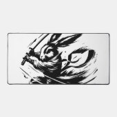 Samurai Bunny Black Ink Warrior Rabbit デスクマット (正面)