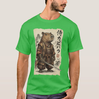 Samurai Capybara Japanese Art Vintage Funny Animal Tシャツ
