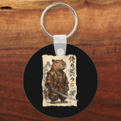 Samurai Capybara Japanese Art Vintage Graphic Funn キーホルダー (正面)