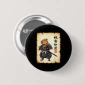 Samurai Capybara Japanese Art Vintage Graphic Funn 缶バッジ (正面&裏面)