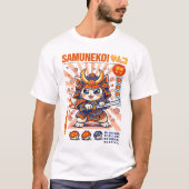 Samurai Cat Battle Cats Design Tシャツ (正面)