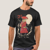 Samurai Cat Illustration  Japanese Cute Graphic Tシャツ (正面)