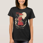 Samurai Cat Illustration  Japanese Cute Graphic Tシャツ (正面)