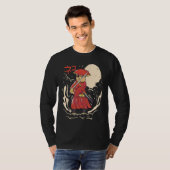 Samurai Cat Illustration  Japanese Cute Graphic Tシャツ (正面フル)