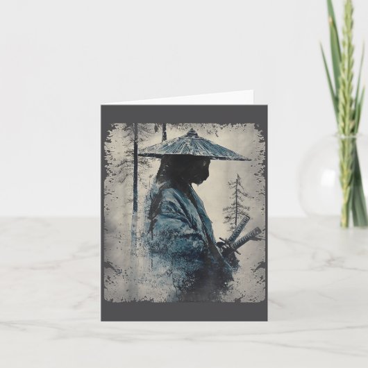 Samurai Cat Japanese Art Anime Men Women Kids Grap カード (正面)