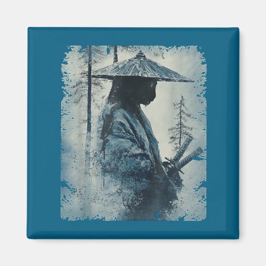 Samurai Cat Japanese Art Anime Men Women Kids Grap マグネット (正面)