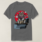 Samurai Cat Japanese Katana Warrior Ninja Sword Vi Tシャツ (デザイン正面)