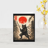 Samurai Cat Japanese Mens Boys Kids Graphic Anime  カード (黄色い花)