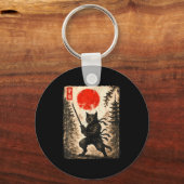 Samurai Cat Japanese Mens Boys Kids Graphic Anime  キーホルダー (正面)