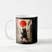 Samurai Cat Japanese Mens Boys Kids Graphic Anime  コーヒーマグカップ (左)